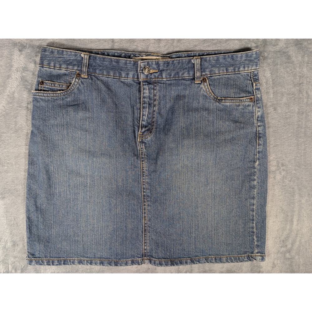 Route 66 Women's Denim Mini Skirt Blue Medium Wash Cotton Stretch Casual Size 12